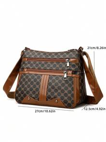 Túi đeo chéo nữ có dây đeo điều chỉnh được - Túi xách, khóa kéo và ngăn chứa đồ rộng rãi - Túi xách thanh lịch dùng hàng ngày và dự tiệc cho nữ (Có màu nâu đậm/trắng) - Bộ sưu tập Châu Âu - màu nâu - Xem 4