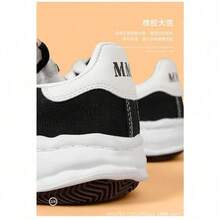 New MMY Shoes Classic Black And White Men's Retro Casual Sneakers - Low-Top Lace-Up Shoes With A Breathable Fabric Upper, Cushioned Rubber Sole And Durable Black Accents For All-Season Comfort And Everyday Wear. Minimalist Design With Fabric Upper - 黑色布料電動刺繡 - 查看 3