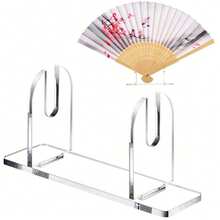 1/2/4pcs Acrylic Folding Fan Display Stand, Transparent Easel-Style Base, Dedicated For Hand Fans, Home Party Decoration Storage, Elegant & Professional, Convenient Storage - Transparent - View 9