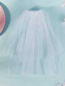 1件装女士双层蕾丝基础款头纱发梳，时尚新娘婚纱头纱情人节配饰 - 白色 - 查看 3