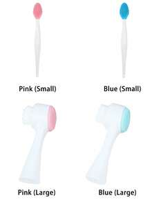 1个二合一洁面刷，柔软硅胶洁面刷，软毛洁面刷，双面洁面工具，面部去角质毛孔深层清洁刷，双面手动按摩深层清洁毛孔洁面刷，用于按摩、护肤卸妆、美容护肤工具、洁面工具、个人护理清洁工具、浴室小工具 - 彩色 - 查看 7