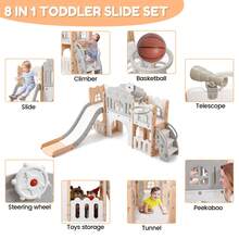 8 en 1 Parque Infantil con Tobogán y Escalador para Niños de 1-3 Años, para Uso en Interior y Exterior - Rosa - Ver 6