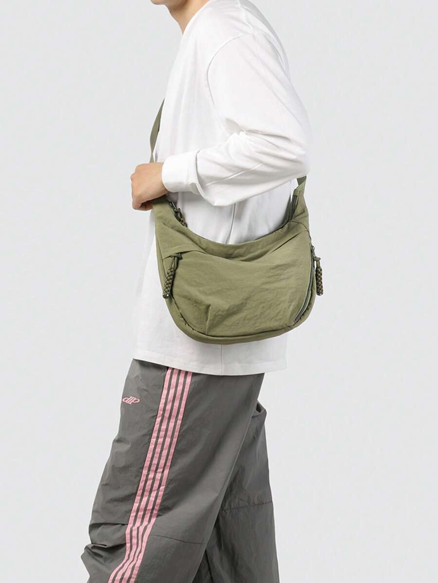 1个休闲牛津布男女通用斜挎包 - 新款校园运动风纯色帆布包 - 大容量饺子袋