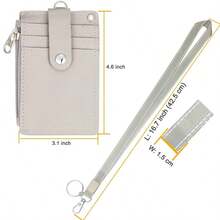 1个挂在脖子上的拉链卡盒，PU皮革材质，便携轻巧，教师学生工作用品卡套，可收纳校园卡、身份证、公交卡等，学生和员工徽章挂绳通用，适用于学生、员工和教师。 - 灰色 - 查看 3