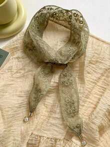 1件雏菊镂空蕾丝发带吊坠头巾颈巾，适合日常佩戴，可作头巾、发带、发箍，是装扮您的理想之选。