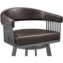 Armen Living Chelsea 26" White Faux Leather and Brushed Stainless Steel Swivel Bar Stool(25 Chocolate) - Multicolor - Ver 8