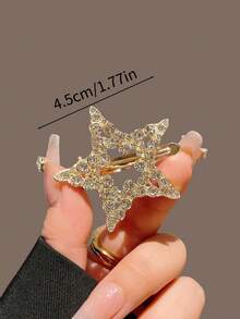 2pcs/4pcs Rhinestone Pentagram Duck Hair Clips Cute Alligator Hair Clip Premium Feel Broken Hair Bangs Side Clips - Multicolor - View 2