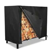 Pokrowiec na drewno opałowe – najlepiej sprzedający się transgranicznie pokrowiec na drewno opałowe z tkaniny Oxford, wodoodporny pokrowiec na stojak na drewno opałowe do kominka zewnętrznego - Czarne - Zobacz 3