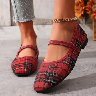 Bailarinas de mujer con punta cuadrada, tipo Mary Jane, zapatos planos cómodos, suaves y casuales para el trabajo y caminar
