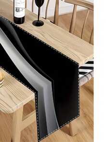 1pc Elegant Modern Abstract Black Table Runner, Fashion Rectangular Table Scarf, Suitable For Home, Banquet And Gift Decoration, Applicable For Dining Room, Kitchen, Bedroom, Outdoor Events And Home Decor, Classic Housewarming Home Decor - Black - View 11