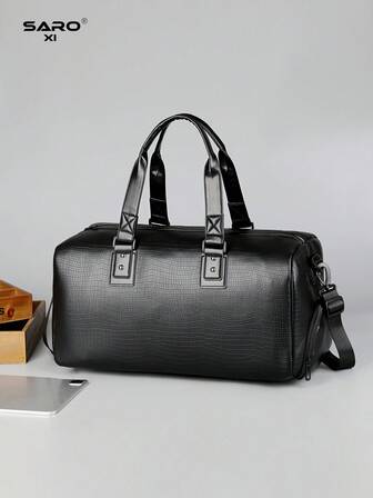 saroxi 1pc Men's Weekend Travel Bag, Large Capacity Messenger Bag, Handbag, Fashion Casual Sports Bag, Shoe Compartment, Suitable For Travel, Commuting, PU Leather, Sports & Daily Life, Luggage Backpack, Shoulder Bag, Tote Bag, Travel Bag, Men's Gift, Business Casual Large Capacity Sports Bag, Travel Essentials, Travel Accessories, Handbag, Men's Gift Gym Bag