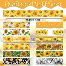 Sunflower Washi Tape Set, 12 Rolls Floral Decorative Tape Yellow Summer Flowers Masking Tape Journaling Supplies, Junk Journal, Scrapbooking, Arts Crafts, Planner, Wrapping - Multicolored - View 2