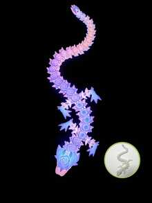 新款潮流中国龙摆件，印花工艺，翅膀可活动，玫瑰龙、蛇龙款式可选，水晶材质，晶莹剔透，光泽亮丽，关节可自由活动，夜光模式，色彩缤纷，适合各种场合，可爱又酷炫，是生日礼物、派对装饰、收藏品等的理想之选。 - 彩色 - 查看 7