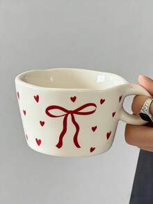 One Small Ceramic Cup With Hand Drawn Strawberry Flower, Unique Handmade Cute Floral Mug, Ideal For Restaurants, Living Rooms, Cafes And Gatherings, Perfect Gift For Coffee Lovers - A Small Flower Strawberry Cup - View 3