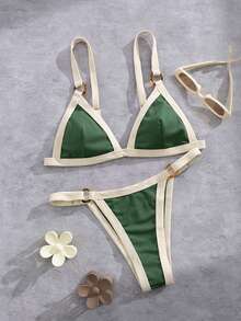 Bộ bikini kiểu Âu và Mỹ mới dành cho nữ - Xanh ngọc lục bảo - Xem 3