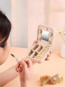 1/6/12件装便携式首饰盒，带镜子，旅行首饰收纳盒，多功能首饰整理盒，ins风设计，抗氧化大容量首饰盒，可收纳耳环、戒指、项链、吊坠、口红及其他饰品。是情人节礼物、母亲节礼物、化妆品旅行收纳盒、必备礼品盒、拉链饰品收纳盒、美甲用品收纳盒以及房间装饰的理想之选。 - 彩色 - 查看 10