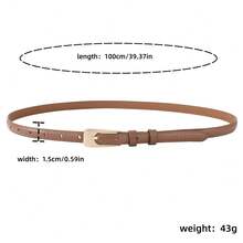 Metal Ladies Leather Buckle Brown Belt Summer, School Fall, Autumn, Halloween - Coffee Brown - View 18