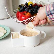 1个带把手的陶瓷汤/饼干杯或麦片碗，早餐杯，可盛牛奶、麦片、饼干、薯片、水果、蔬菜，也可作派对蘸酱碗使用。 - 彩色 - 查看 9