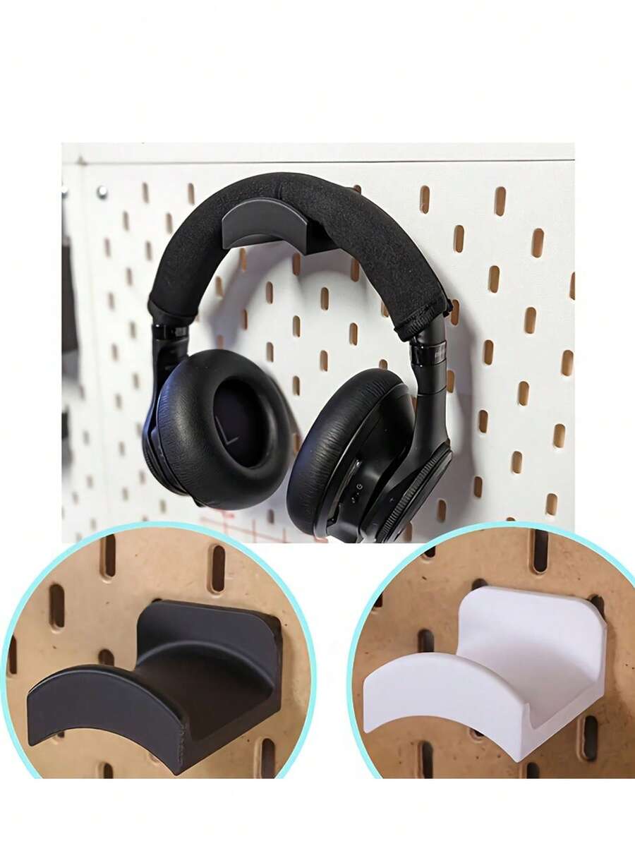 1个Skadis耳机挂架，多功能耳机展示架，必备桌面收纳工具，壁挂式设计，塑料材质悬浮架，桌面收纳，壁挂式收纳架，现代展示架，节省空间方案，紧凑型收纳盒，桌面整理器，耳机支架，工作空间装饰，科技产品 - 彩色 - 查看 1