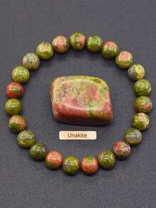 8mm Sunstone & Agate Crystal Beaded Handmade Bracelet - Stone Bracelet - View 18