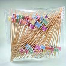 10/50/100个蝴蝶竹制水果串，适用于酒吧、餐厅、派对、拼盘、蛋糕、甜点和汉堡。 - 彩色 - 查看 7