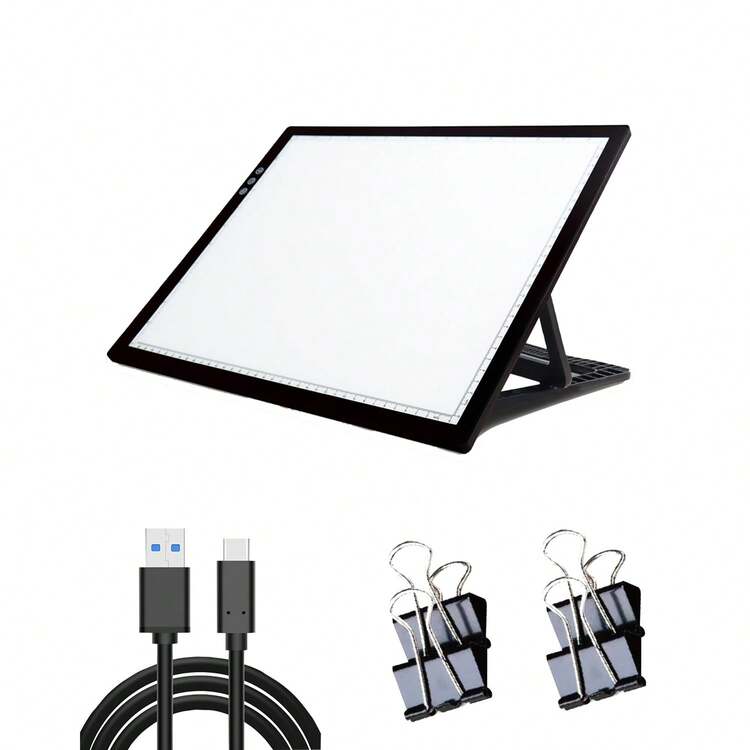 A3尺寸（16.54英寸 x 12.6英寸）LED灯箱，倾斜角度可调，双色温（冷白光、暖白光），防滑设计，USB供电，适用于绘画、素描、钻石画、描图、草图绘制、设计等。 - 彩色 - 查看 10