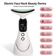 400mAh Electric Facial & Neck Beauty Massager With 7-Color LED Lights, Improves Neck Lines, Lifts & Firms, Home Skincare Device - Multicolor - View 3