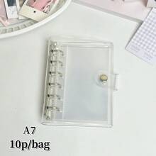 1pc A7 Transparent Loose Leaf Binder, Sticker Book, Cute Macaron Color Loose Leaf Planner, 6-Ring Loose Leaf Photo Album, Sticker Book, Single Snap Soft Leather Loose Leaf Notebook Sticker Book, A7 Transparent Refill Pages, PP High Transparency Material, Portable Large Capacity Photo Album, Suitable For KPOP Photo Cards, Trading Cards, Album, Etc. - Clear - View 10