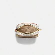 Michael Kors Jet Set Travel Medium Logo Crossbody Bag  Zip Fastening Square Bags For Women BROWN/VANILLA 35F1GTVC2B,Suitable For Everyday Wear, School, Work, Travel, And Shopping,A Perfect Gift For Christmas,New Year,Valentines' Day,Mother's Day - 香草白 - 查看 2