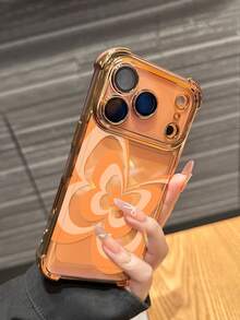 Gradient Butterfly Pattern Electroplated Transparent Shockproof Soft Full Coverage TPU Phone Case Compatible With Apple 17/17 Pro/17 Pro Max/16/16 Pro/16 Plus, Minimalist Fashion Protective Cover