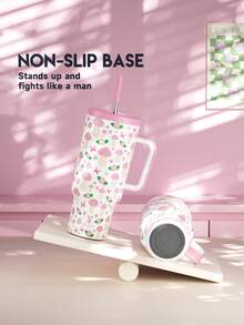 Meoky 40oz Tumbler with Handle and Straw, Insulated Cup, Vacuum Insulated Water Bottle, Tumbler with Lid and Straw, Insulated Stainless Steel Travel Mug, 100% Leak-proof, Keeps Cold for 34 Hours or Hot for 10 Hours - 粉色 - 查看 4