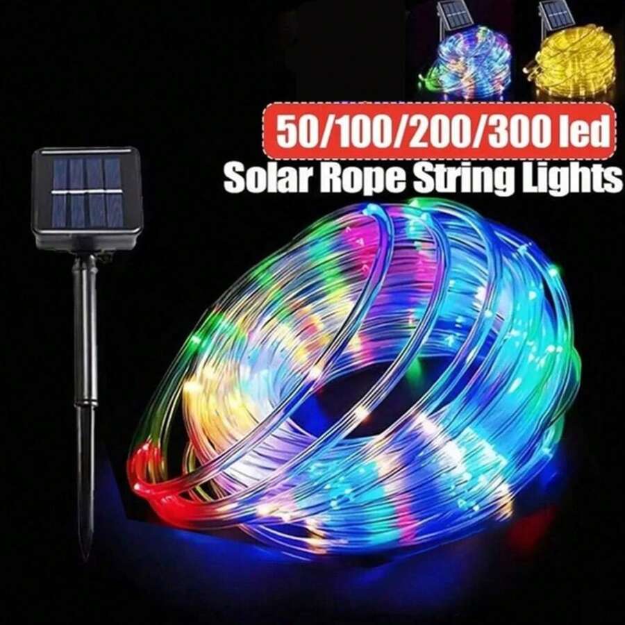1串50/100/200/300颗LED灯珠，长度7米/12米/22米/32米，太阳能灯串，8种模式，户外照明，适用于花园、后院、露台、围栏、门廊、泳池、树木装饰[太阳能] - 太陽能管燈 - 查看 1
