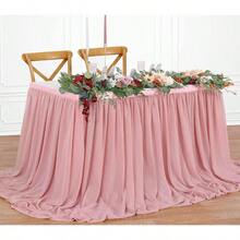 CZ Dusty Rose - Falda de mesa de 6 pies para mesas rectangulares o mesas redondas mantel transparente para bebé cumpleaños princesa fiesta boda decoración de mesa 8764 - 6182 m - Ver 1