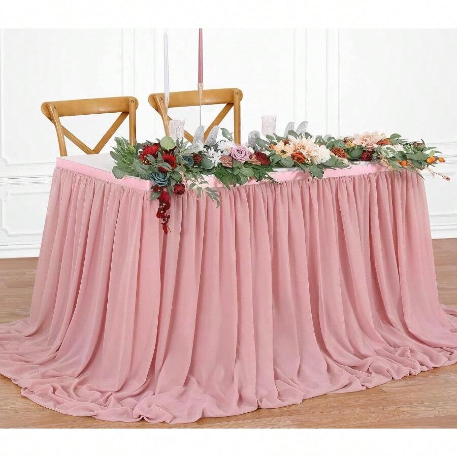 CZ Dusty Rose - Falda de mesa de 6 pies para mesas rectangulares o mesas redondas mantel transparente para bebé cumpleaños princesa fiesta boda decoración de mesa 8764 - 6182 m - Ver 1