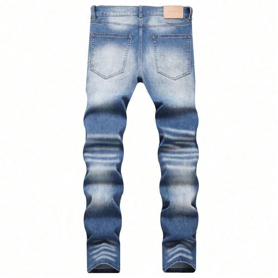 2026 Mens Jeans Purple High Street Fashion Slim Fit PU Brand Skinny Jeans Ready Stock  Men Clothing - 藍色 - 查看 1