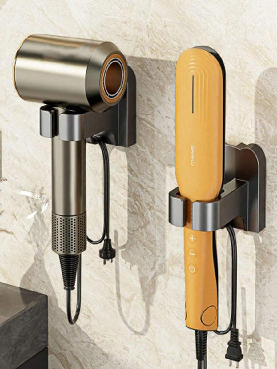 多功能免钻孔吹风机支架，壁挂式吹风机架，适用于浴室收纳整理，浴室配件，厨房收纳架，非常适合整理剃须刀、珠宝和钥匙，家居浴室装饰挂钩浴室配件