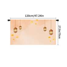 1pc Vintage Orange Lantern Pattern Design, Space-Saving Tablecloth For Kitchen, Dining Room, Ramadan & Eid Decoration, With Hanging Hole, Portable & Durable, Lightweight Material, Home Celebration Decor, Festival Lantern Pattern, Decorative Tablecloth - Multicolor - View 13