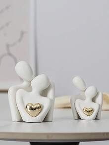 1 pieza Figura moderna y romántica de pareja abrazándose (medio juego), decorada con un corazón rojo, decoración única de resina abstracta de pareja abrazándose - Uso versátil, adecuada para decoración del hogar y la oficina, ideal para estanterías o entradas, también perfecta para la decoración del dormitorio y la sala de estar, y un regalo ideal para el Día de San Valentín. - Multicolor - Ver 6