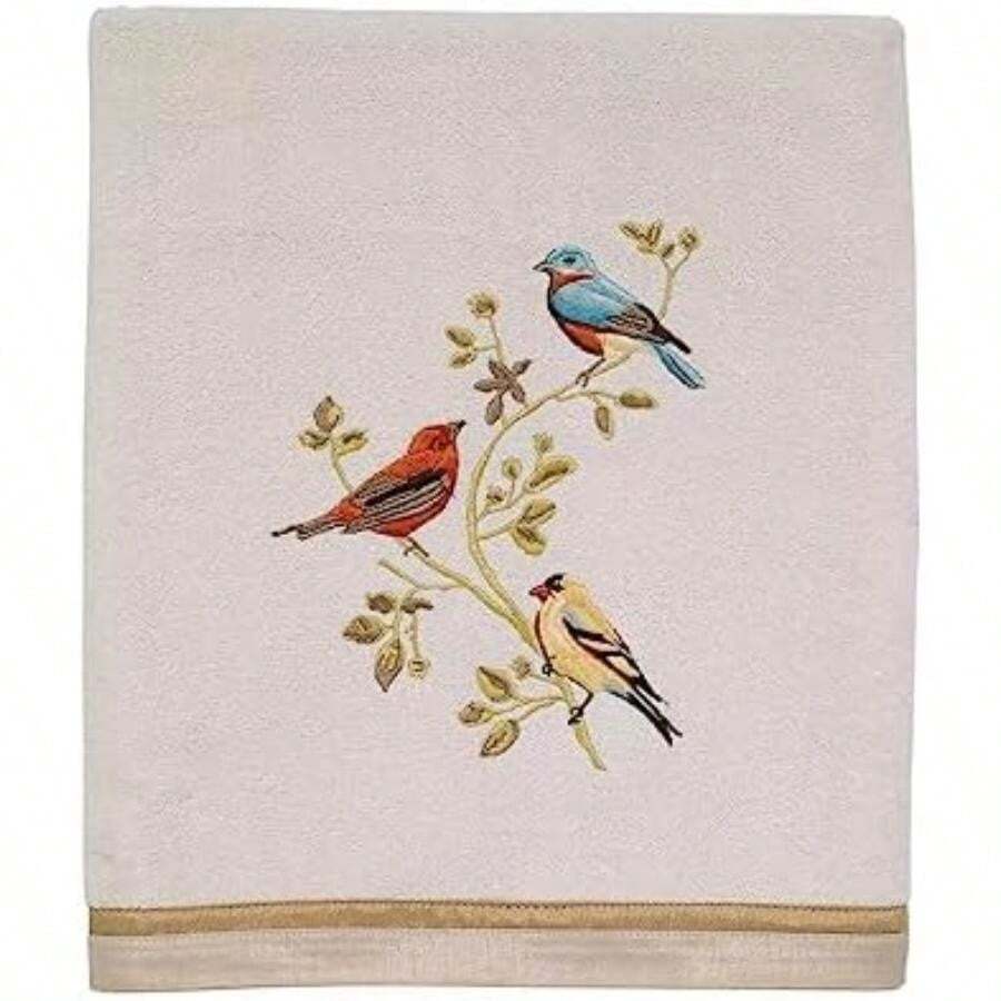 Avanti Linens - Toalla de Mano, algodón Suave y Absorbente, decoración de baño Natural (colección de pájaros Dorados), Marfil(Toalla de baño) - Multicolor - Ver 1