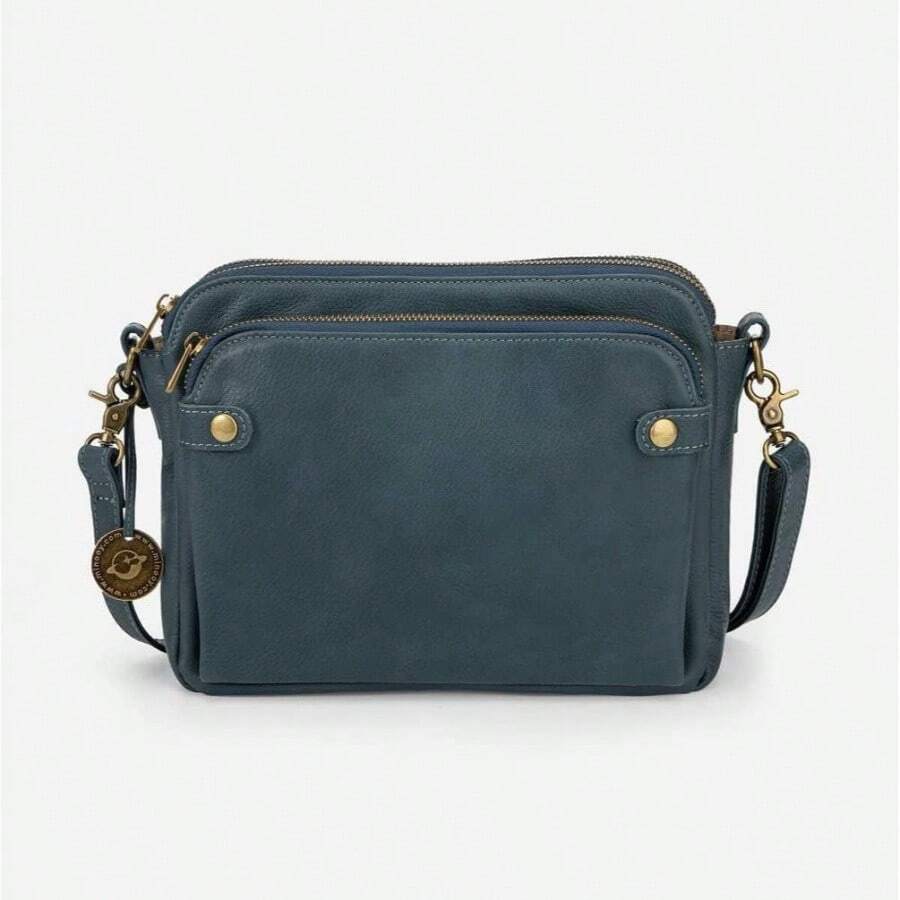 Three Layer Leather Crossbody Shoulder Bag, Zip Satchel Bags Women, Small Crossbody Shoulder Bag Women Purse Blue - inicial - Ver 1