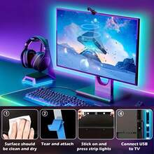 1条RGB LED电视背光灯条，灯光随屏幕环境同步，USB供电。自带传感器，适用于电视、显示器、游戏室、卧室等场所。 - 多色光 - 查看 7