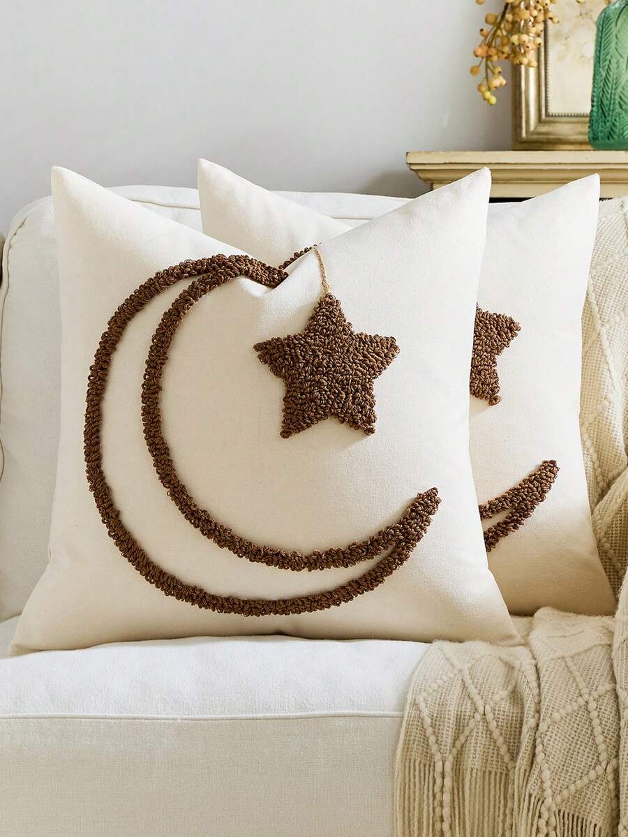 1pc/2pcs Ramadan Decoration Throw Pillow Covers Decorative Pillow Cushion Cover Sofa Decorative Pillow Room Decor Room Decration Cushions Cover House Decor Personalized Living Room - Coffee Brown - View 1