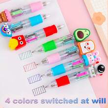 30pcs Retractable Ballpoint Pens With 4 Color Ink, Edium Point, Oval-Shaped, Assorted Colorful Designs, Holiday Gifts Party And Party Favors Random Styles - 30 chiếc bút bi trong suốt (kiểu dáng ngẫu nhiên) - Xem 4