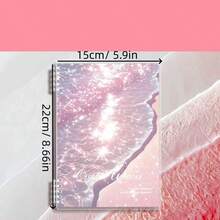 Caiet spiralat ondulat frumos, 120 de pagini A5/B5 - (Compact și portabil) Design pastelat albastru moale cu ocean, temă plajă cu păr frumos - Potrivit pentru școală, birou, studenți, profesori, pentru întoarcerea la școală, cadou ideal pentru prieteni - Legare durabilă și hârtie de înaltă calitate