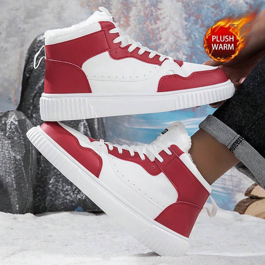 Women's Fashionable Casual Sneakers, Soft Sole, Comfortable, Lace-Up, Lightweight, Outdoor Flat Shoes, Suitable For All Seasons - Red - View 1