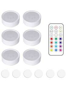 无线遥控LED橱柜灯单颗LED橱柜灯多彩氛围节日灯LED压柜橱柜调光小夜灯走廊衣柜装饰灯