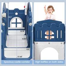 8 en 1 Azul Parque Infantil para Bebés con Tobogán, Escalador, Baloncesto y Túnel, para Niños de 1-3 Años - Azul y blanco - Ver 6