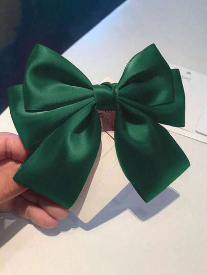 1pc Christmas Hair Accessory, Suitable For Women And Girls, Cute Satin Bow Hair Clip, Long Tail Retro Hair Decoration, Metal Butterfly Hair Clip, Essential For Back To School, Hair Clip, Hair Pin, Hair Accessories For Women, Head Accesssories