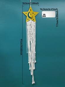 1 pezzo/2 pezzi Appendiabiti da parete intrecciato a forma di luna e stelle, decorazione da parete in macramè bohémien con lunghi nappine, elegante opera d'arte da parete per la casa, sfondo per feste e festival, creatore di atmosfera zen, pendente da parete per camera da letto, soggiorno e ingresso in stile fattoria, decorazione per vacanze, regalo di arredamento per la casa - Multicolore - Visualizzare 13