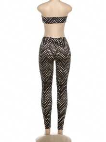 New Fashion Women's Polka Dot Print Sexy Backless Bodysuit - Black - View 9